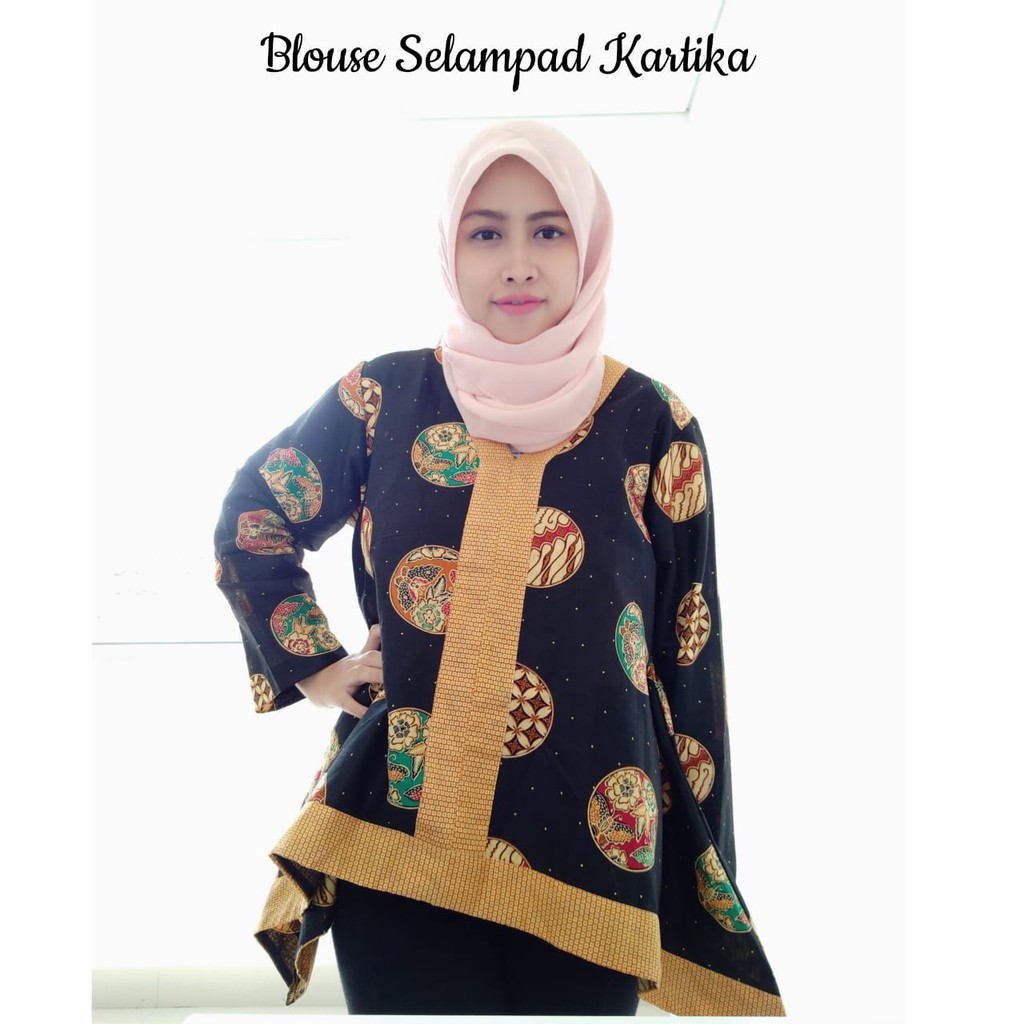  BLOUSE  BATIK  ATASAN BATIK  KANTOR MODERN WANITA MODIS 