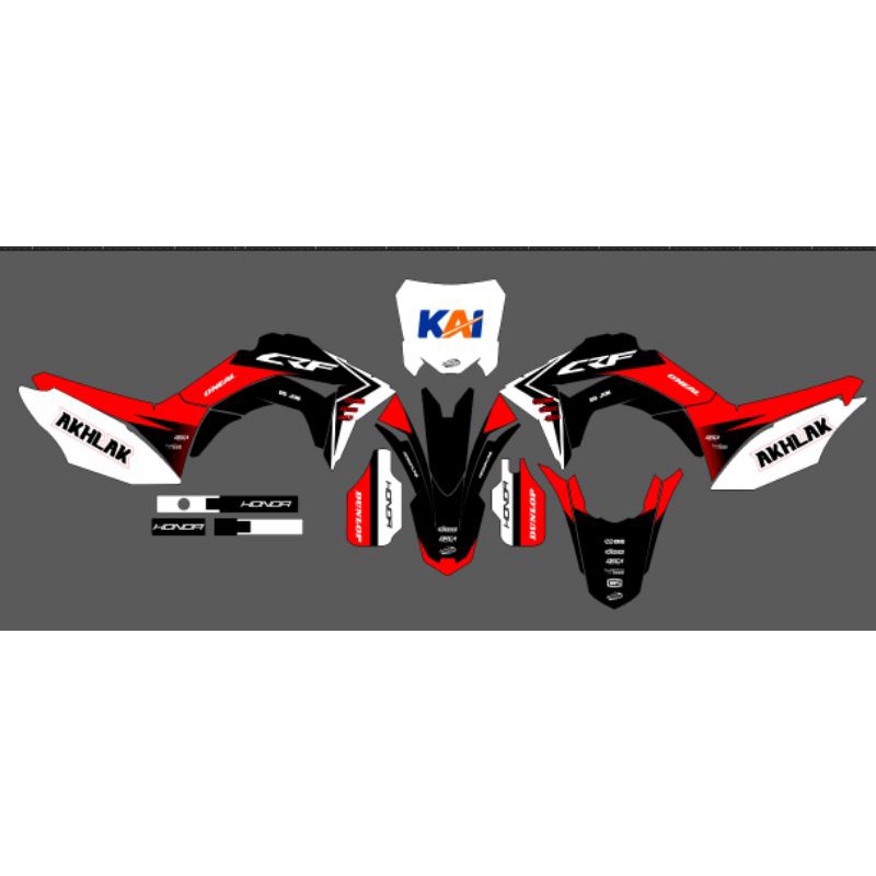 DECAL MOTOR CRF WARNA HITAM MERAH