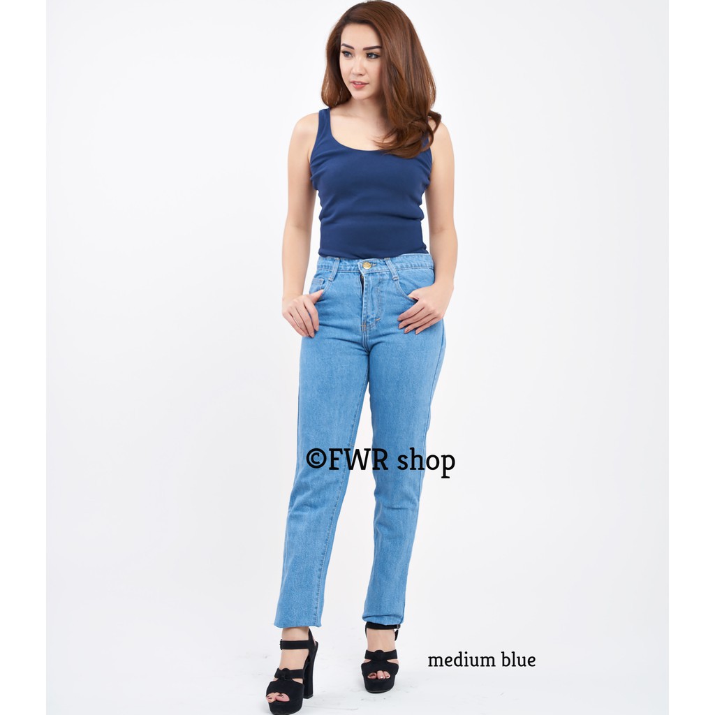 Celana jeans boyfriend midle blue BENEFIT