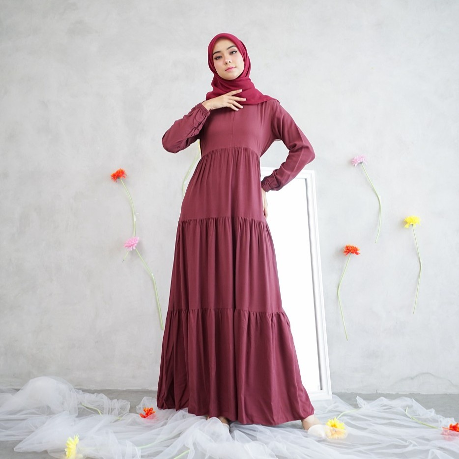 baju gamis wanita dress muslim terbaru Le Khari Cassandra Gamis rayon twill Size S-XL baju gamis wan