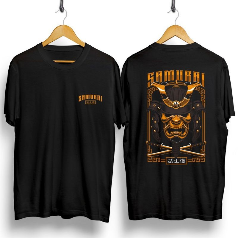 Fourfashion Kaos Pria Kaos Distro SAMURAI ORANGE Black CN893