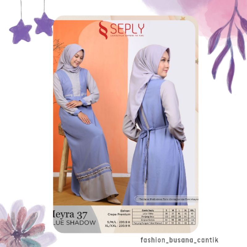Seply Fashion Meyra 37 Baju Muslim Simple Gamis Wanita Remaja Dewasa bahan Crepe Premium