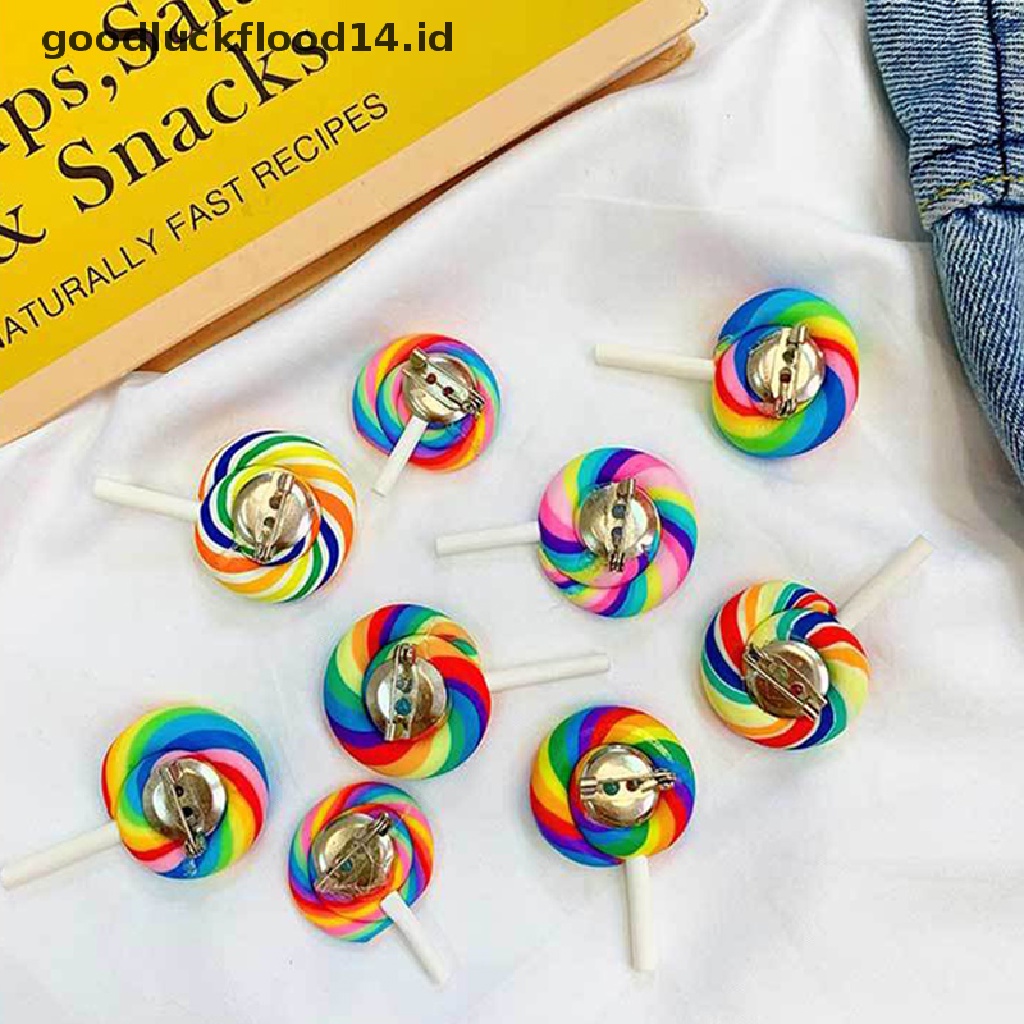 [OOID] Rainbow Colorful Lollipop Brooch Charms Pin DIY Handmade Jewelry Accessories ID