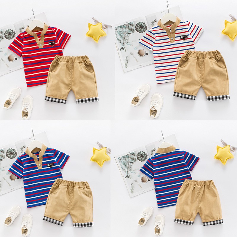 Baju Bayi Import - Setelan Anak Laki laki Impor - Stripe Sport Set | GOODDANG