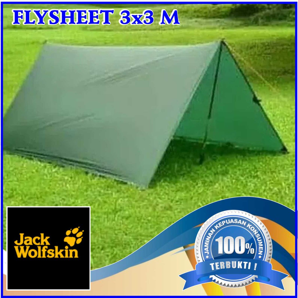 FlySheet 3x3 Meter JWS - Pelindung Tenda Camping 3x3 M - Flysheet Waterproof - Flysheet Ukuran 3x3 M