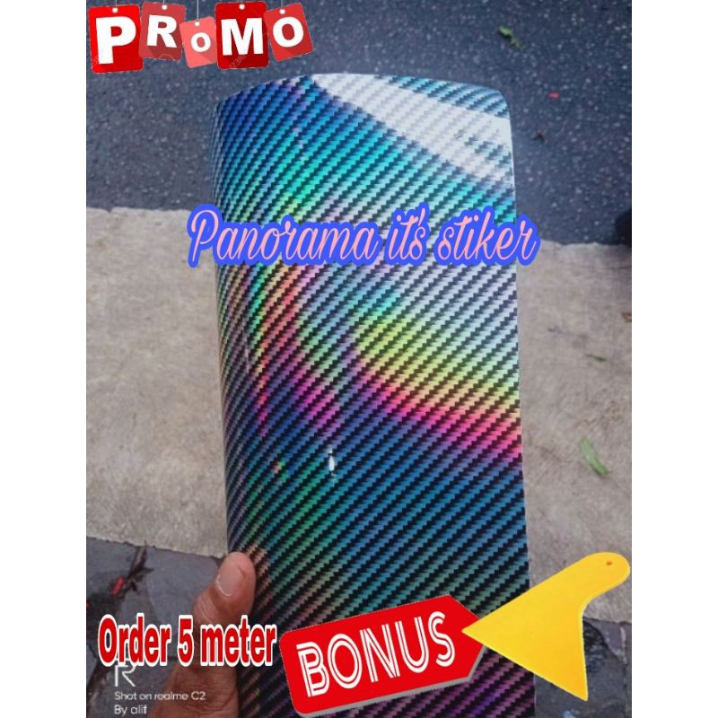 SCOTLET MOTOR HOLOGRAM /SKOTLET STICKER MOTOR WARNA PELANGI /SKOTLET KARBON /STICKER MOTOR /SKOTLET