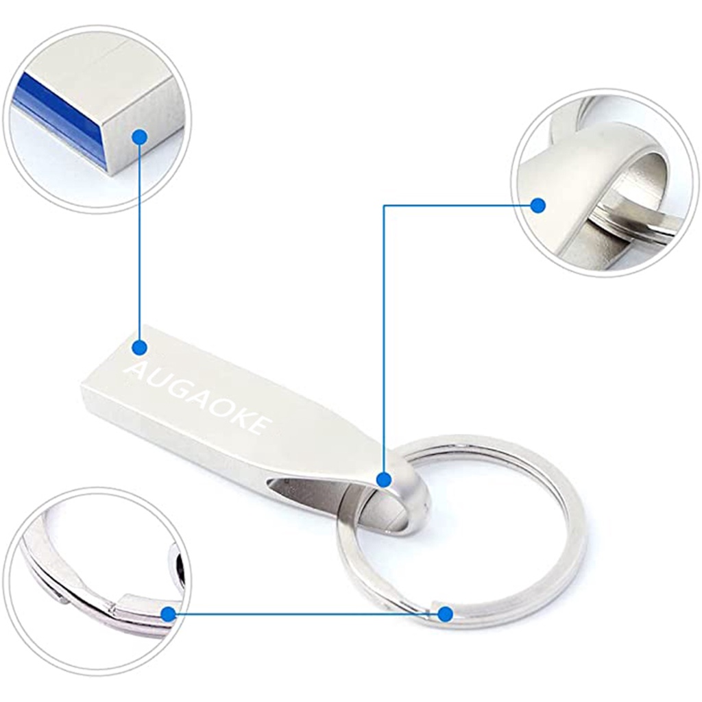 Flash Drive USB 3.0 Mini Plug and Play Bahan Logam Kecepatan Tinggi Untuk AUGAOKE 8 / 16 / 32 / 64 / 128GB