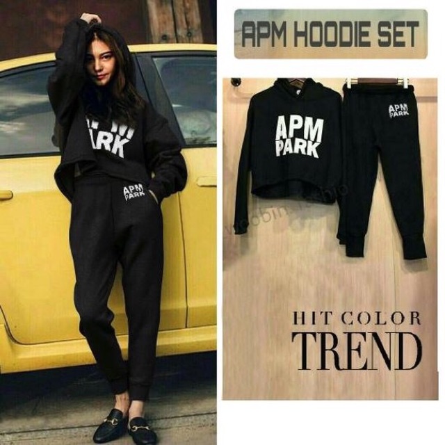 Ms Set APM / Stelan wanita hiphop / Stelan hoodie wanita