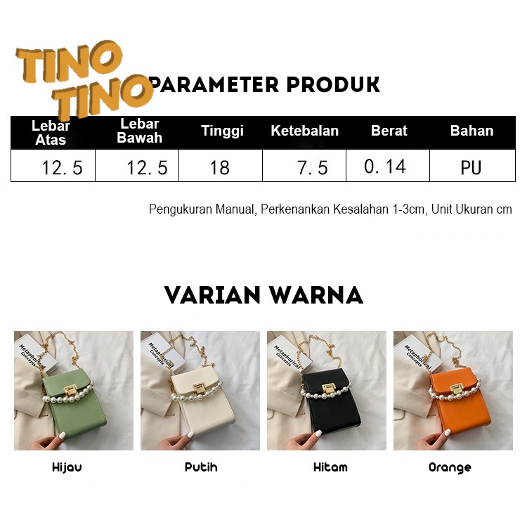 CJWB-6177 TINO TINO Tas Wanita-6177 Tas Selempang Mini / Tas HP / Tas Dompet Dengan Desain Mutiara