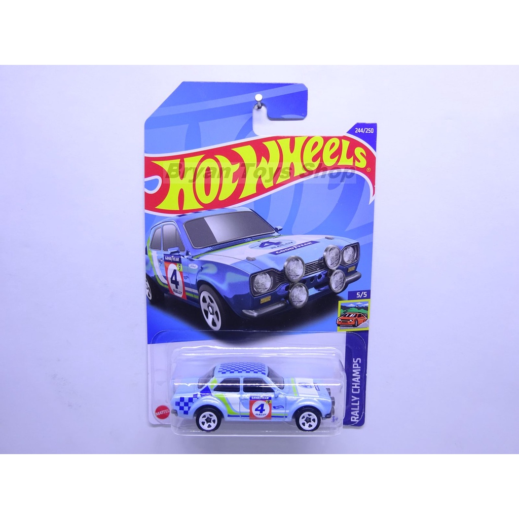 Hot Wheels 70 Ford Escort RS1600 Biru Muda Rally No. 4