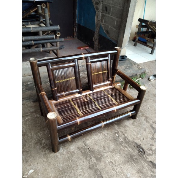 kursi tamu bambu hitam/Wulung, kursi santai, kursi rumahan, kursi unik, kursi tradisional, kursi min