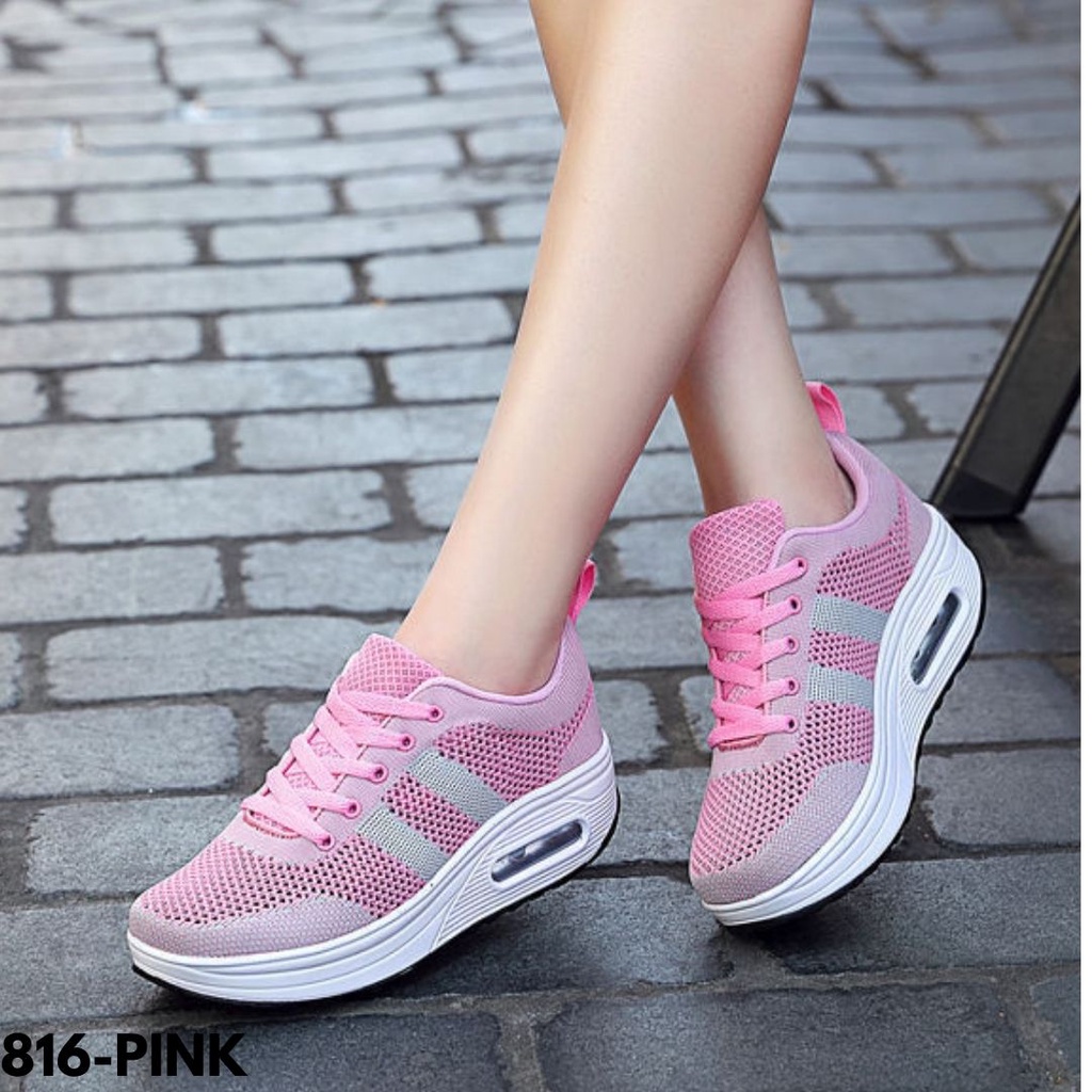 SNEAKERS WANITA IMPORT SPORT NAMAN HIGHSOLE OLAHRAGA ENTENG RINGAN ELASTIS ANTI SLIP TERBARU 816