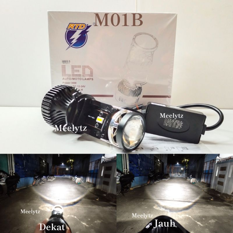 Lampu utama Led RTD M01B  M01H Mini Projector H4 Cut off motor mobil