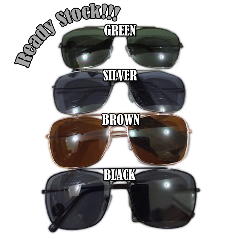 COD Kacamata Hitam Kotak Fashion Pria Wanita Model Retro Classic Sunglases Kacamata Gaya Black Lens