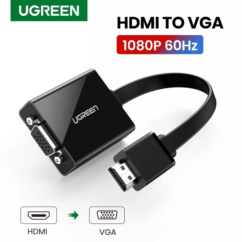 Ugreen Hdmi To VGA Converter With Audio &amp; Power Port Micro USB ABS