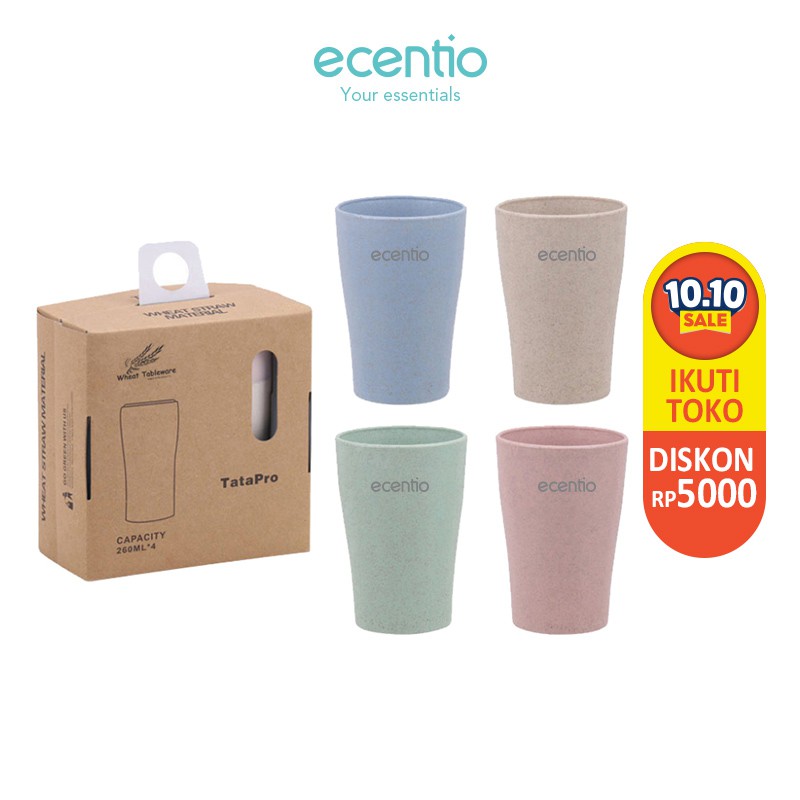 

Ecentio 4pcs gelas Cangkir Wheat Straw Set/Gelas Minum/Wheat Straw Cup