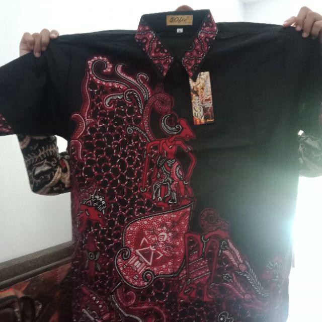 New Arrival Atasan Kemeja Batik Hitam Manis Pria Pendek  Bayar Ditempat