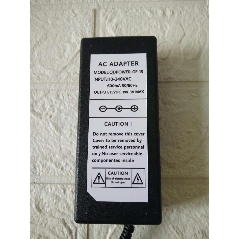 AC ADAPTER 15V 3A model : QDPOWER-GF-15