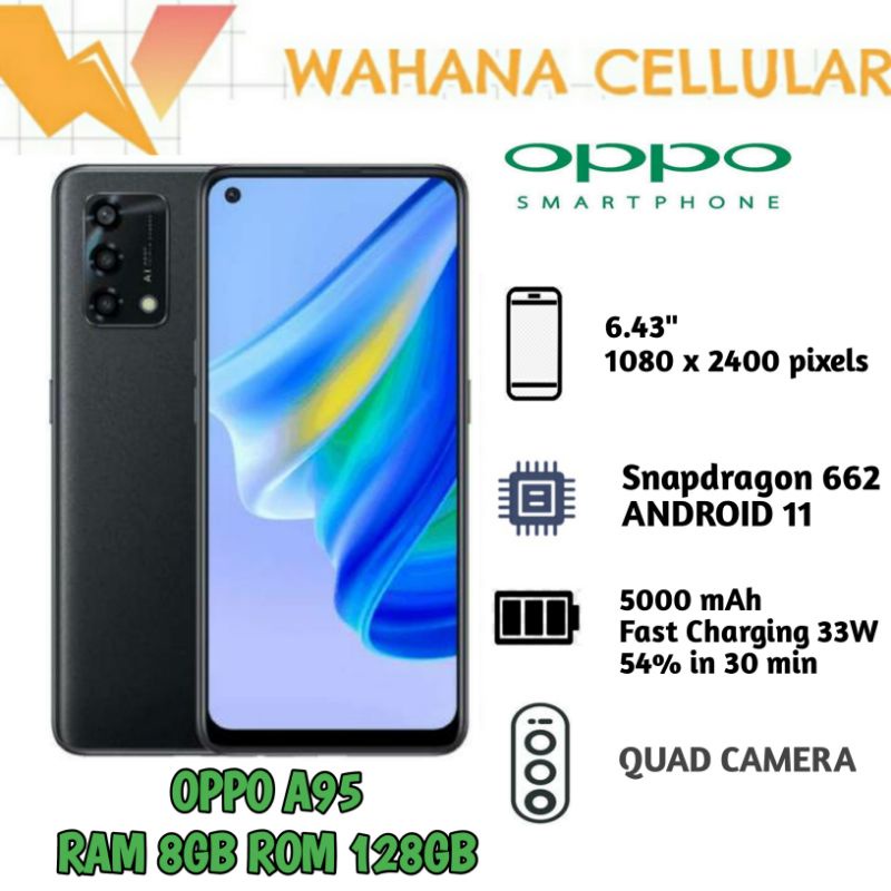 HP OPPO A95 RAM 8/128 GB - OPPO A 95 RAM 8GB ROM 128GB GARANSI RESMI