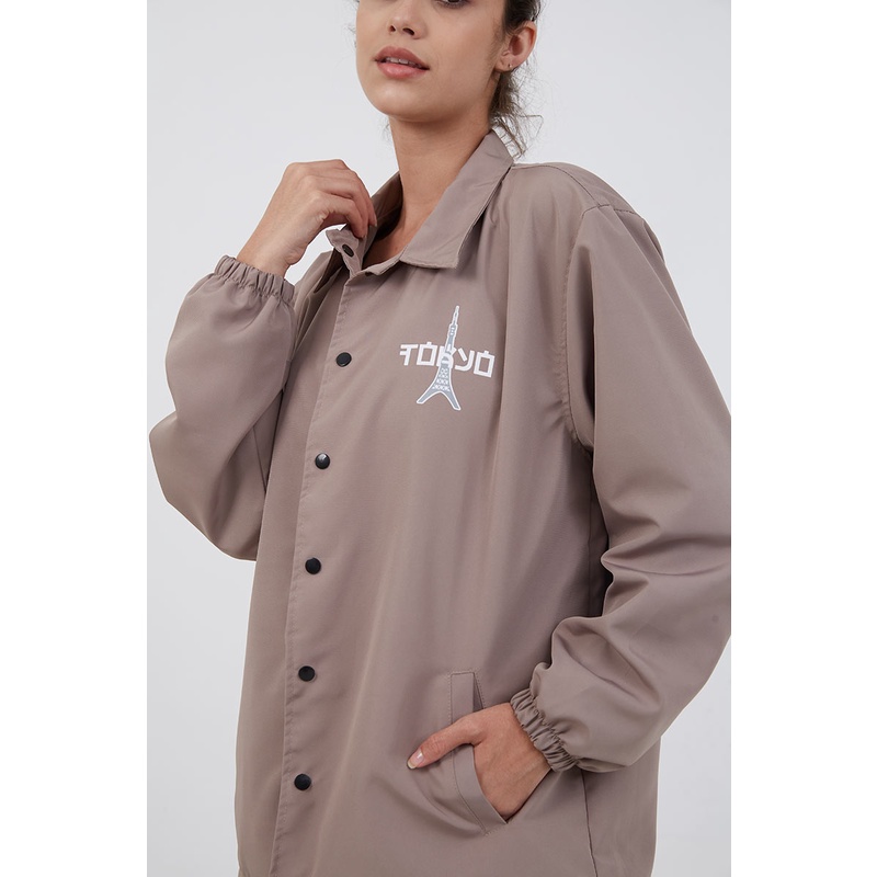 Berrybenka Street - Outer Jaket Wanita Coach Tokyo City Khaki-3