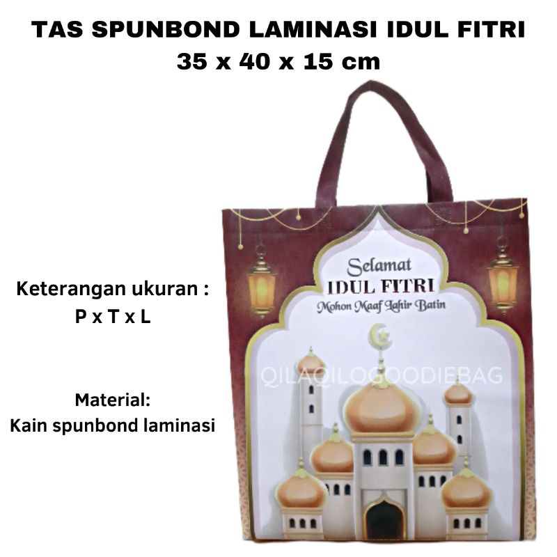 

TAS SPUNBOND LAMINASI LEBARAN IDUL FITRI ukuran 35 x 40 x 15 cm (P x T x L)