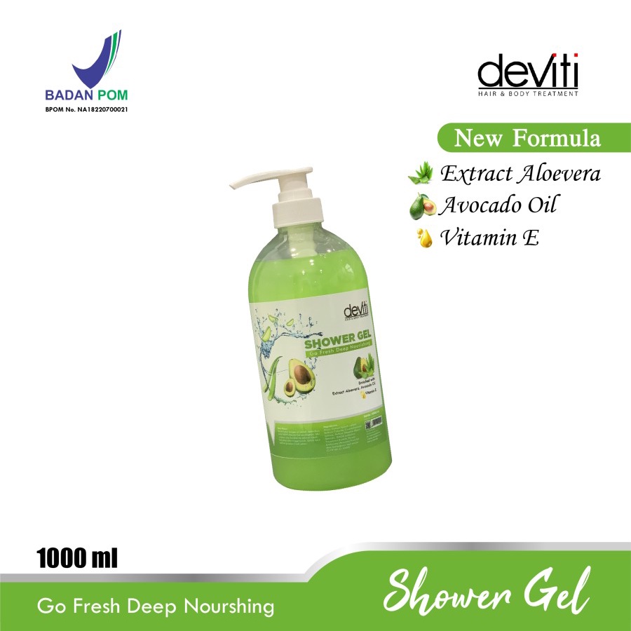 Deviti Shower Gel Alfocado &amp; Aloe Scent Fresh Deep Nourshing - Botol 1Kg