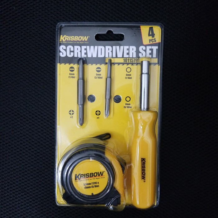 screwdriver set 4pcs krisbow / obeng set krisbow