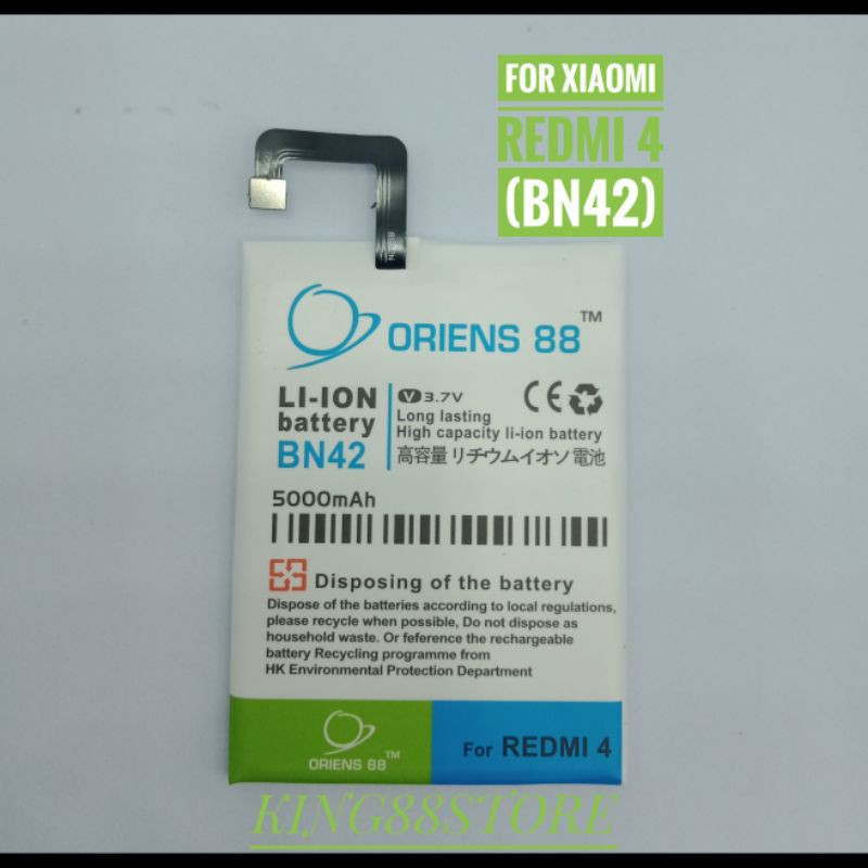 BATTERY BATTERAI BATRE DOUBLE POWER ORIENS88 FOR XIAOMI REDMI 4 BN42