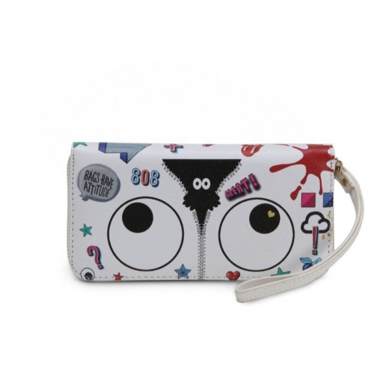 HUER Nhewy Eye Theme Printed  Wallet With Wristlet - White original