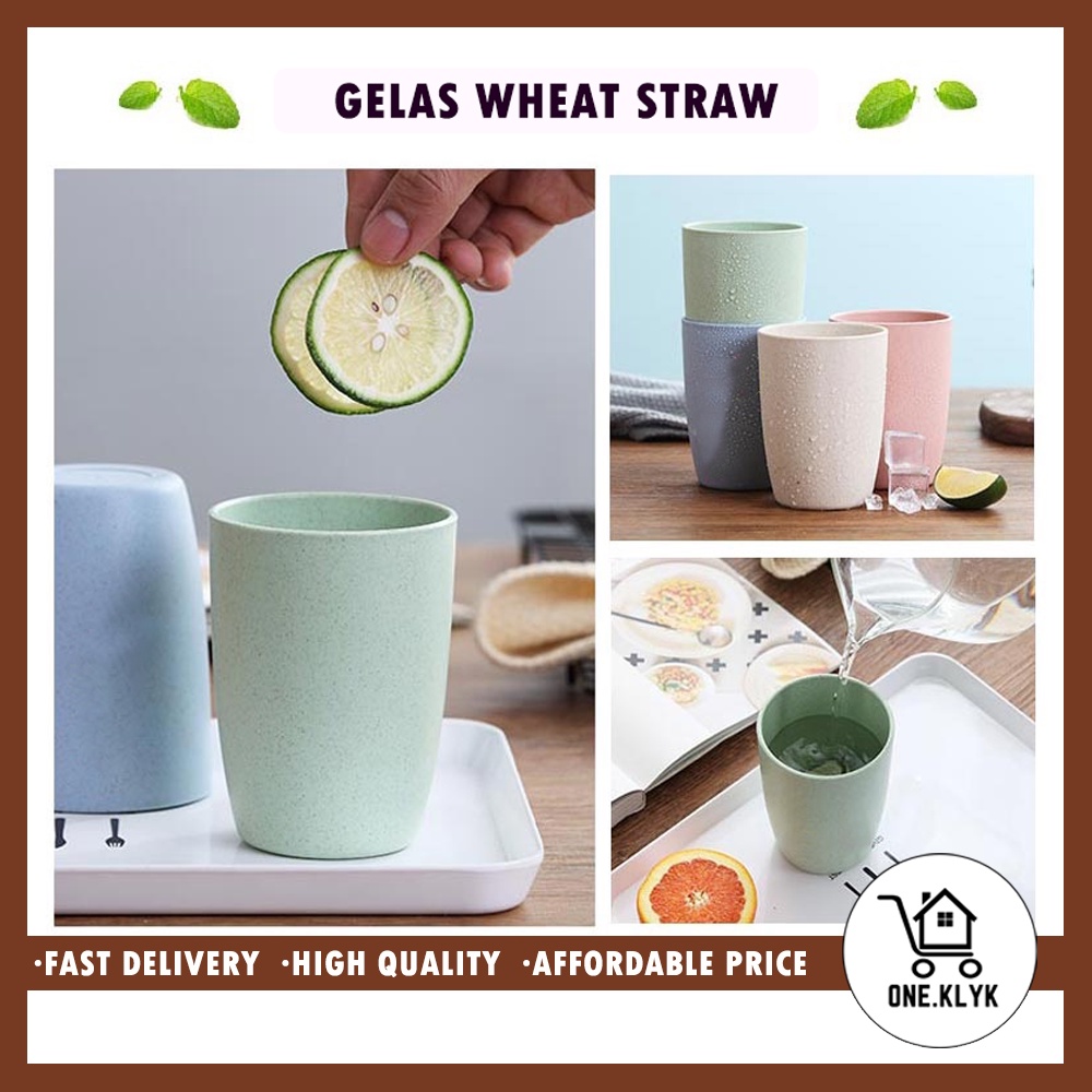 Gelas Minum Wheat Straw Anti Pecah Tahan Panas Bahan Ramah Lingkungan | Gelas Minum Anak Bahan Serat Jerami Gandum Tebal Anti Pecah