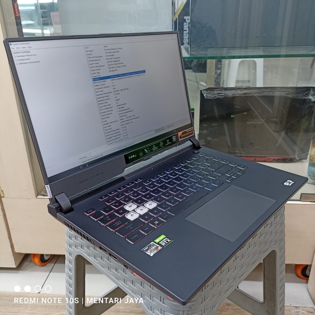 LAPTOP GAMING ASUS ROG G15 G513QM RYZEN 9 5900HX RAM 32GB 1TB SSD RTX3060 6GB 15.6 FHD 144HZ RGB