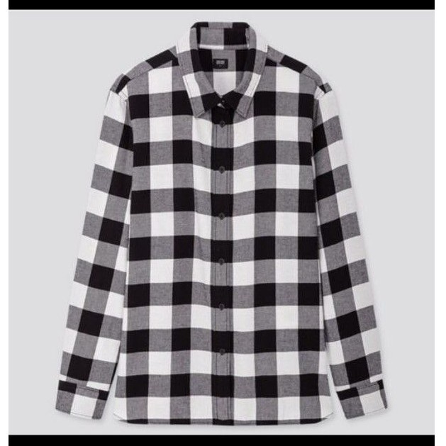 UNIQLO ORI SALE 80% FREE JASTIP Kemeja Flanel Lengan Panjang Wanita Katun Linen GARANSI TERMURAH
