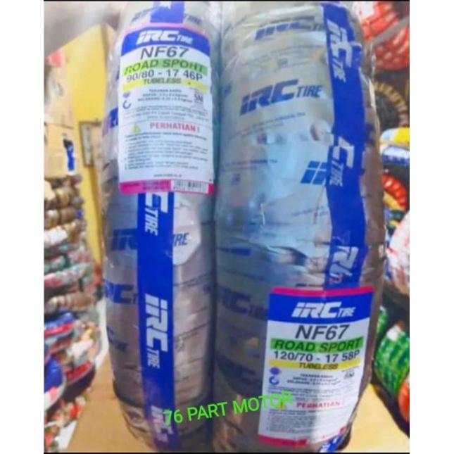 PAKET BAN TUBELESS IRC 90/80.17+ 120/70.17 FREE PENTIL motif ban random