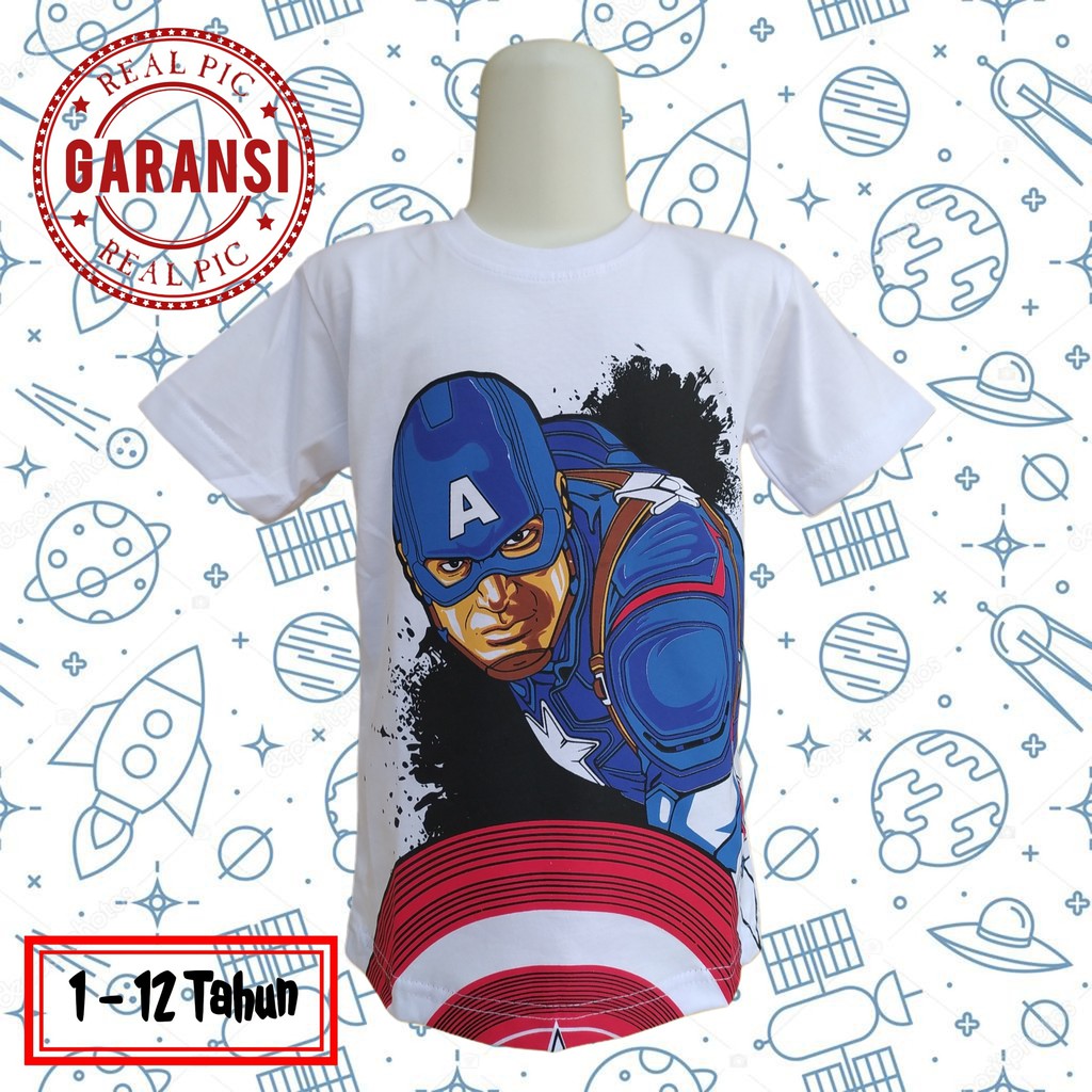 Baju Anak Kaos Anak Kapten Amerika Kaos Tshirt  Captain Amerika Baju Anak Laki Laki