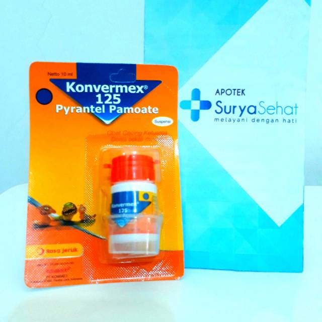 Konvermex Suspensi rasa Jeruk 125mg 10ml - Konvermex Sirup - Obat Cacing - Cacingan