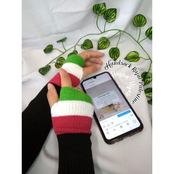 [HUSNA HIJAB] Handsock Rajut Palestine Ecer / Handsock Palestina