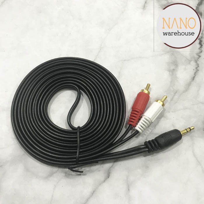 Kabel Audio RCA AV to Jack Mini stereo 3.5 Aux 3 Meter / Kabel 2-1