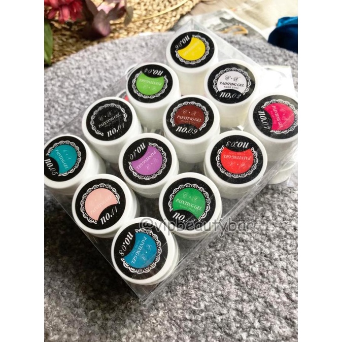 SET 12pcs Nail Gel Painting nail gel colour nail painting gel paint ---Termurah---