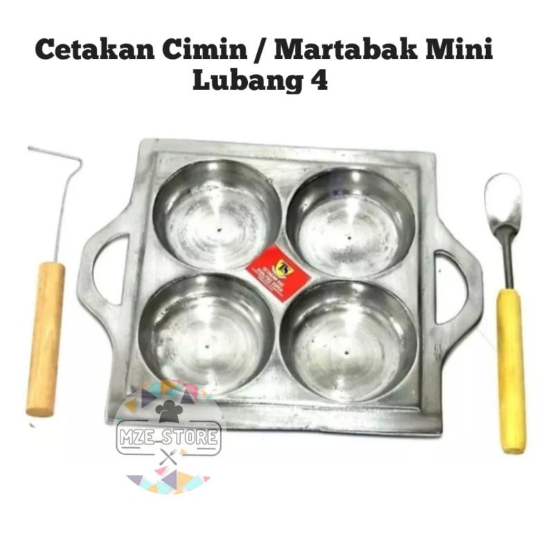 CETAKAN KUE LUMPUR/MARTABAK MINI 4 LUBANG + PENGAIT &amp; SUTIL