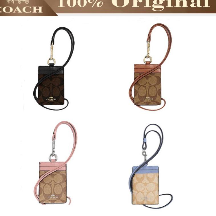 

(C2L5).. (Original) COACH lanyard Kartu kerja Pemegang kartu id DIY klasik Name tag holder Four color //Top@murah