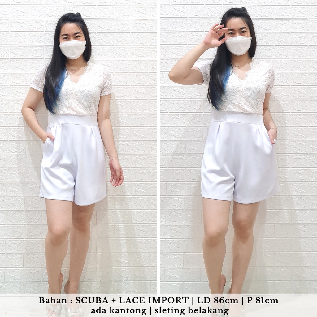 944 white short jumpsuit