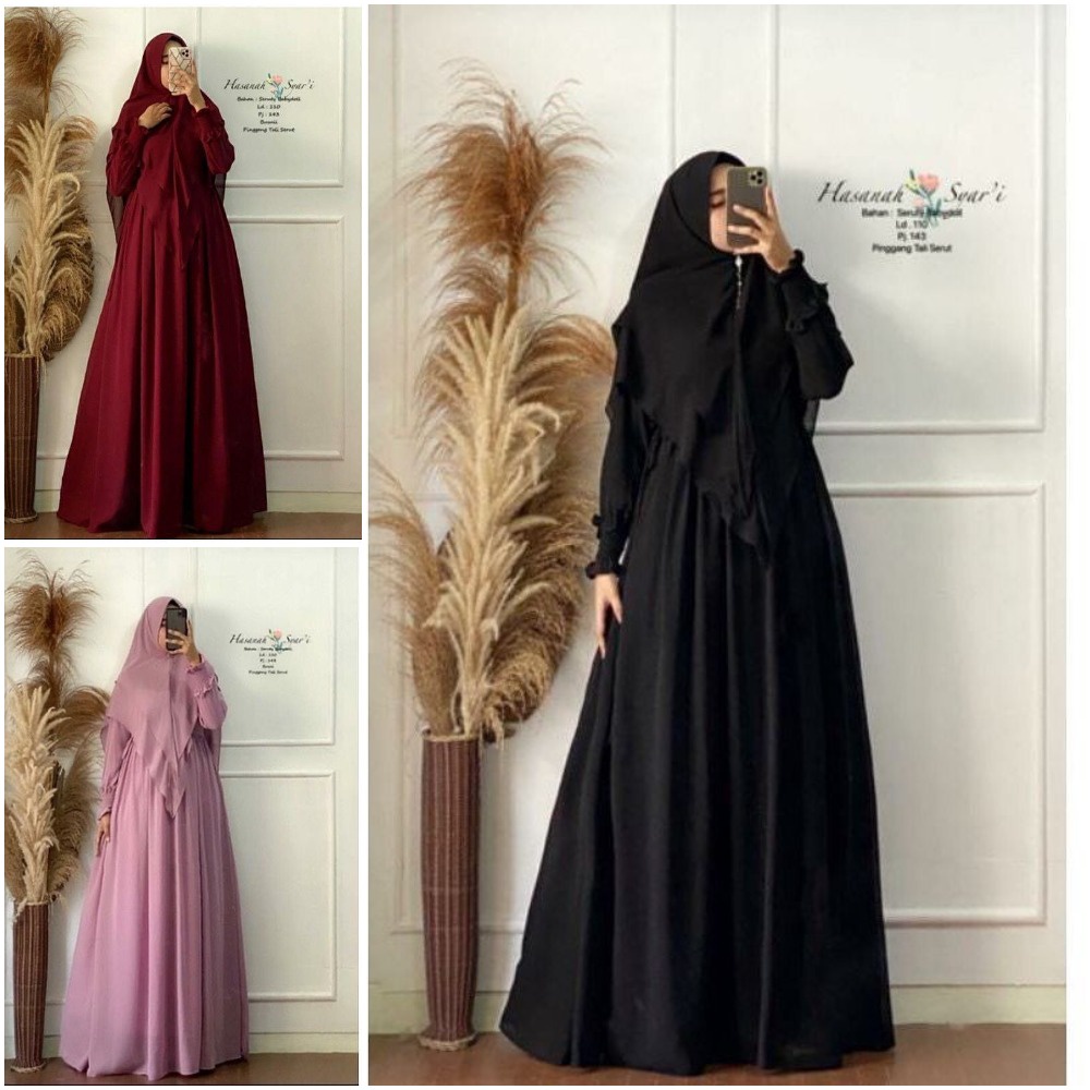 gamis syari wanita/ gamis syar'i bahan ceruty babydoll/ syari mewah/ syari mewah terbaru 2023 lebaran/ syari/ syari set/ syar'i/ syari ceruty/ syar'i mewah