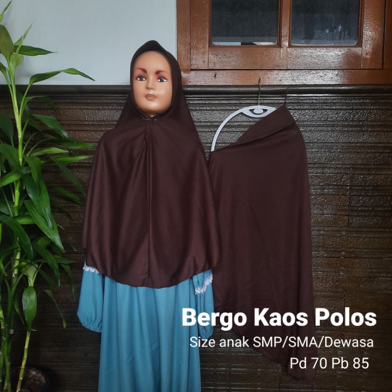 Bergo Anak Kaos Polos Coklat Pramuka Sekolah