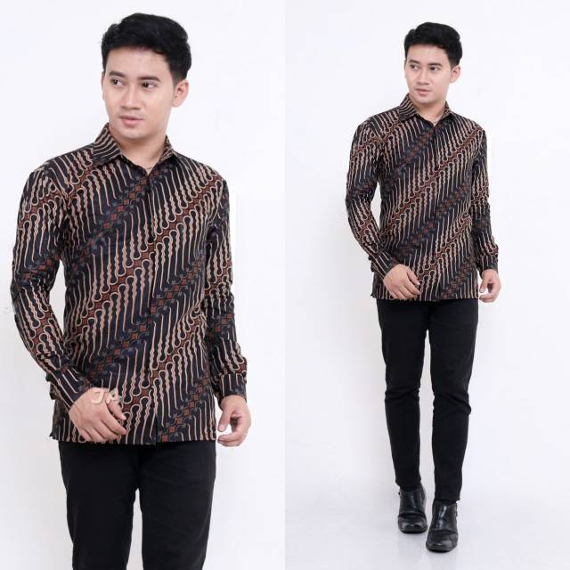KEMEJA BATIK PRIA LENGAN PANJANG HITAMMANIS MODERN EXCLUSIVE / KEMEJA BATIK KANTOR ELEGAN