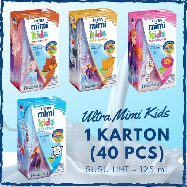 

Susu ultra mimi ukuran 125 ml 1 karton isi 40 pcs