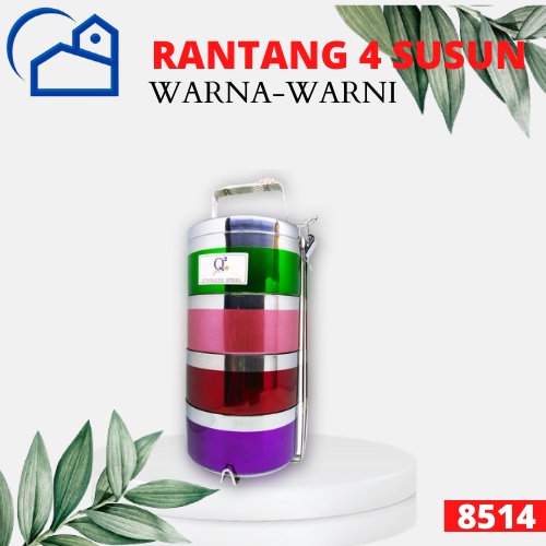 Rantang 4 susun stainless steel tahan panas / rantang piknik / Rantang 4 Susun Stainless Steel Warna Warni 524 8514