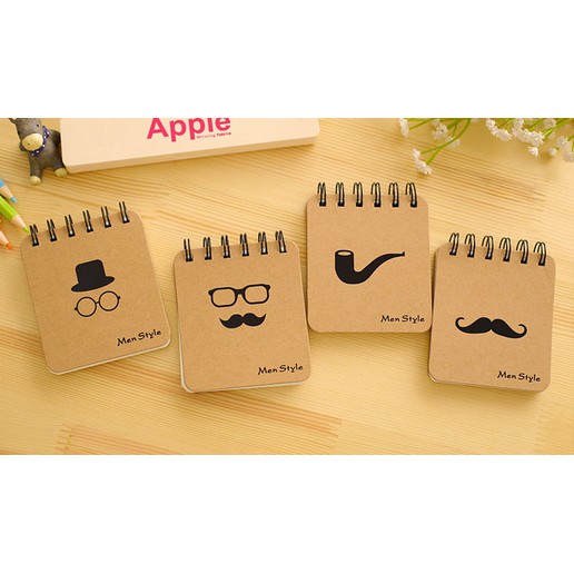 

(PROMO) Note Book Mini Spiral Mustache Karton Coklat