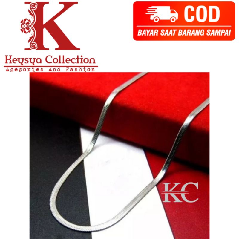 kalung titanium pria wanita kalung fashion gepeng