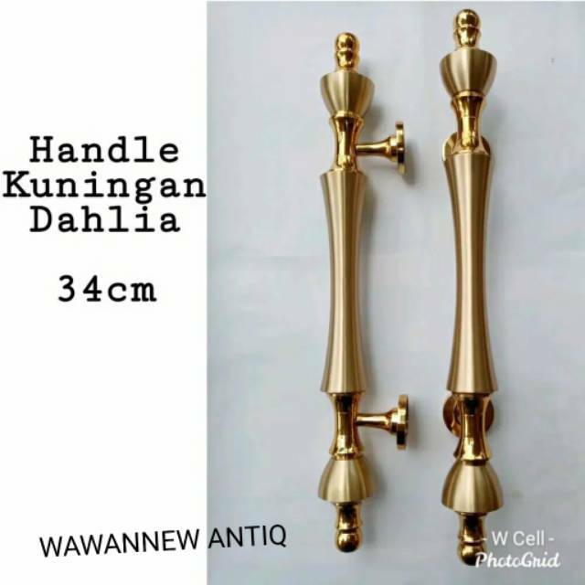 PROMO - Handle Pintu / Gagang Pintu Rumah Pagar Kuningan Antik Murah Motif Dahlia 34cm