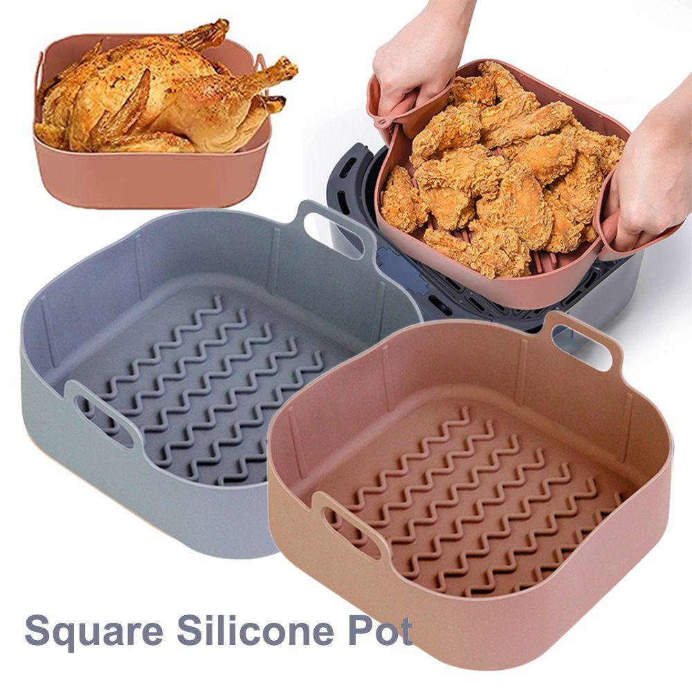 Solighter Square Silicone Pot Pengganti Masak Pizza Plate AirFryer Aksesoris Baking Basket